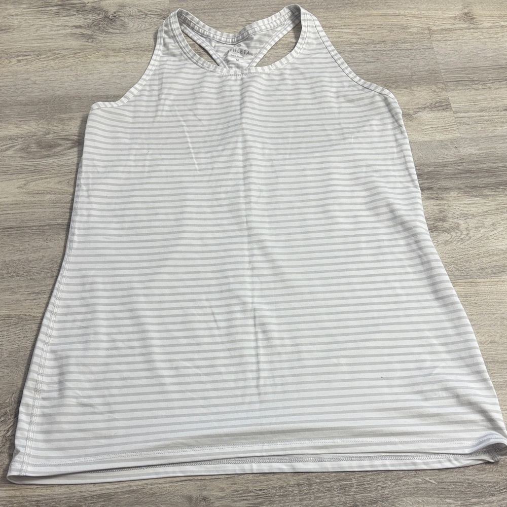 Athleta Women's Striped Tank Top - White and Gray
